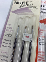(2) Linzer Le Jour Artist Brushes Pony Hair 5pc & 3pc 0 00 000 paint fine 1/2