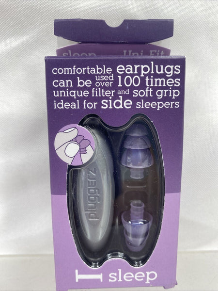 Pluggerz Uni-Fit Softgrip Sleep Earplugs with Storage Case Purple