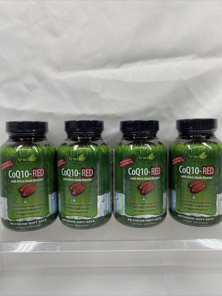 (4) Irwin Naturals CoQ10 RED Nitric Oxide Booster heart health 60 SoftGels 9/21