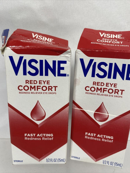 (2) Visine Red Eye Comfort ￼Relief Lubricating Eyedrops .5oz 1/23 sealed