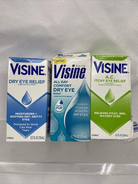 (3) Visine AC ITCHY Eye Comfort ￼Relief Lubricating Eyedrops .5oz 9/21-1/23