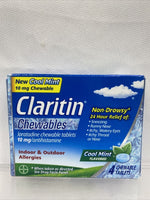 Claritin 24 Hour Chewable Tablet Allergy Relief Cool Mint 4ct 8/21+