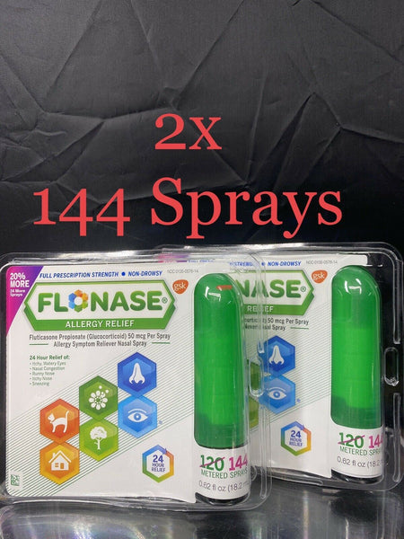(2) Flonase Allergy Relief Nasal 2x 144 Metered Sprays 288 Twin Non-Drowsy 9/21+