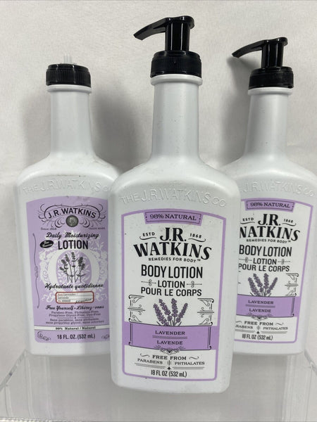 (3) J.R. Watkins Daily Moisturizing Body Lotion Lavender 18 fl oz