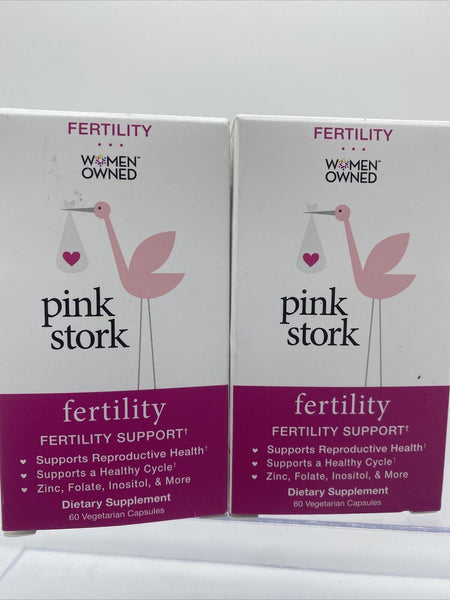 (2) Pink Stork FERTILITY Natural Reproductive Support 60 Vegetarian Capsule 6/21