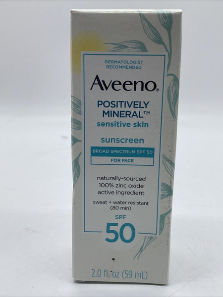Aveeno Positively Mineral Sensitive Facial Sunscreen SPF 50 2oz 7/21