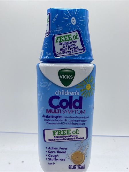 Vicks Childrens Orange Flavor Cold Multi Symptom Syrup Net Wt 6 Fl Oz 10/21