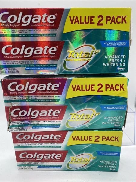 (6) Colgate Total Advanced Fresh + Whitening Toothpaste Gel Value 6x 5.1oz. 2022