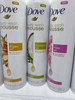 (5) DOVE Body Wash & Shave Mousse Argan Oil & Rose Oil Coconut 10.3 oz ea