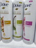(5) DOVE Body Wash & Shave Mousse Argan Oil & Rose Oil Coconut 10.3 oz ea