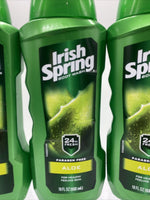(3) Irish Spring Aloe Men's Moisturizing Body Wash 24HR Fresh Shower Gel 18 OZ