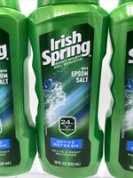 (3) Irish Spring Active Refresh Men’s Epsom Salt Body Wash  Shower Gel 18 OZ