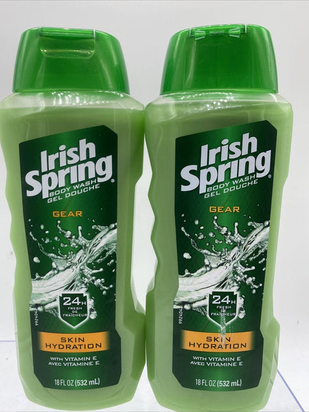 (2) Irish Spring Gear Hydration Men’s Body Wash  Shower Gel 18 OZ