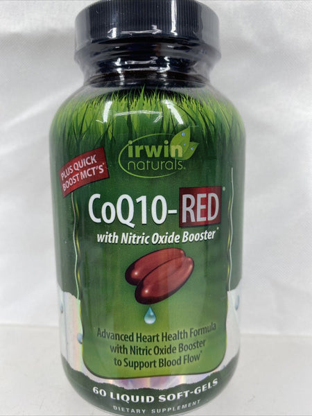 Irwin Naturals CoQ10 RED Nitric Oxide Booster heart health 60 SoftGels 9/21+