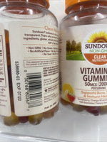 (2) Sundown Vitamin D3 Gummies 150 ct 50 mcg 2000 IU serving Non-GMO 7/22