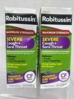 (2) Robitussin Adult Maximum Strength Severe Cough + Sore Throat Relief 8oz 5/23