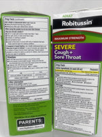 (2) Robitussin Adult Maximum Strength Severe Cough + Sore Throat Relief 8oz 5/23