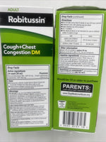 (2) Robitussin Cough + Chest Congestion DM 8oz Cold Relief ￼Non Drowsy 7/22