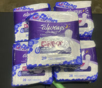 (5) Always Discreet Incontinence Pads #6 Extra Heavy Long 28 count ea 140ttl