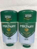 (6) Mitchum Men Antiperspirant / Deodorant UNSCENTED GEL Triple Odor D ￼2.25oz