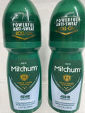 (2) ROLL-ON Mitchum Men Antiperspirant / Deodorant UNSCENTED GEL 3.4oz