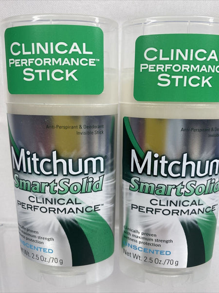(2) Mitchum Men Clinical smart solid￼Antiperspirant / Deodorant UNSCENTED 2.5oz