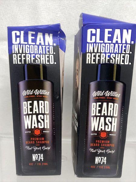 (2) Wild Willies   Beard Wash   PREMIUM BEARD SHAMPOO 4 Ounce L