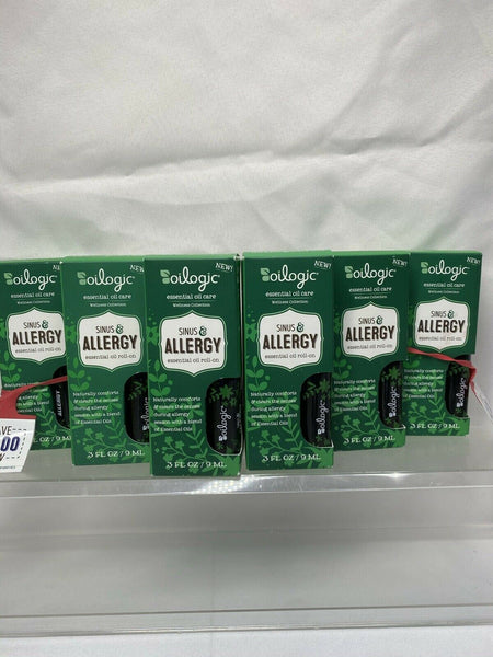 (6) Oilogic Essential Oil Sinus & Allergy Roll On .3oz aromatherapy Lemon sage￼