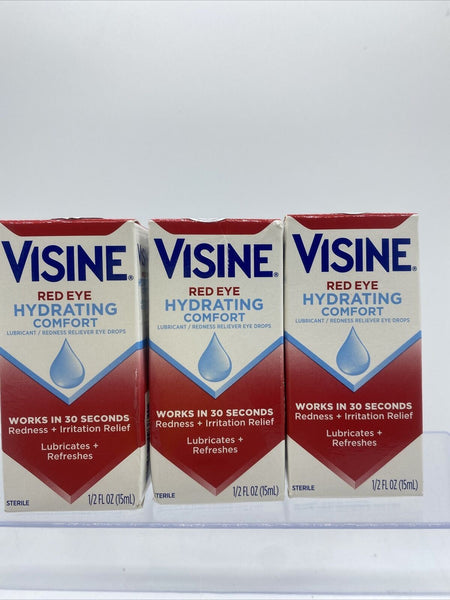 (3) Visine Red Eye Hydrating Comfort Redness Relief Lubricant Drops .5oz10-21