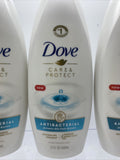 (3) Dove Body Wash Antibacterial Care & Protect Bath soap Moisturizer 22oz