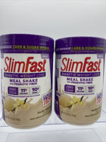 (2) SlimFast Weight Loss Vanilla Milkshake Meal  Low Carb Sugar 12.8z 11/22