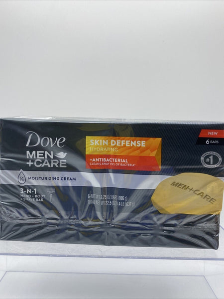 DOVE MEN + CARE SkinDefense Shave Hydrating Antibacterial Body Soap Bars 6 Pack