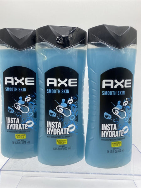(3) AXE Smooth Insta Hydrate Body Wash Birch Water & Sea Minerals 16oz