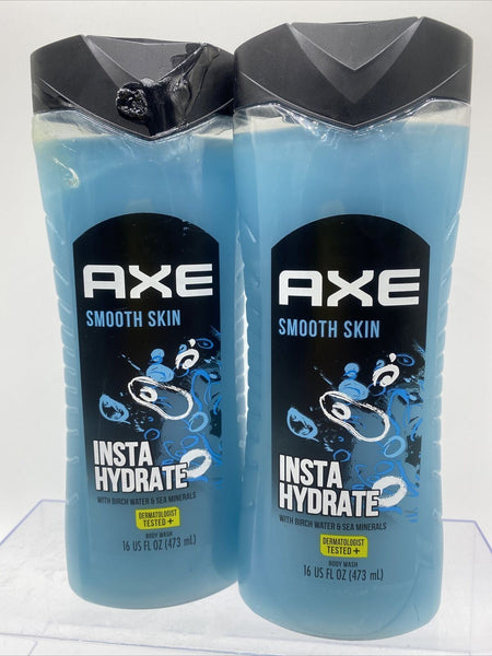 (2) AXE Smooth Insta Hydrate Body Wash Birch Water & Sea Minerals Men 16oz