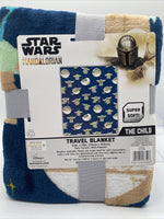 Baby Yoda Plush Travel Blanket 45"x 55" Disney Star Wars The Mandalorian Blue