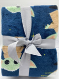 Baby Yoda Plush Travel Blanket 45"x 55" Disney Star Wars The Mandalorian Blue