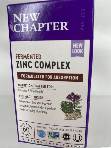 New Chapter Zinc Food Complex Tablets Immune beauty nails ￼60 Ct 12/23