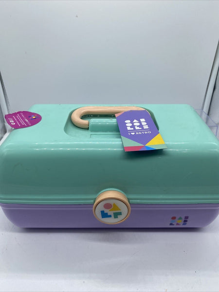 Caboodles On-The-Go Girl Sea foam Lid & Lavender Base Vintage Case Makeup Carry