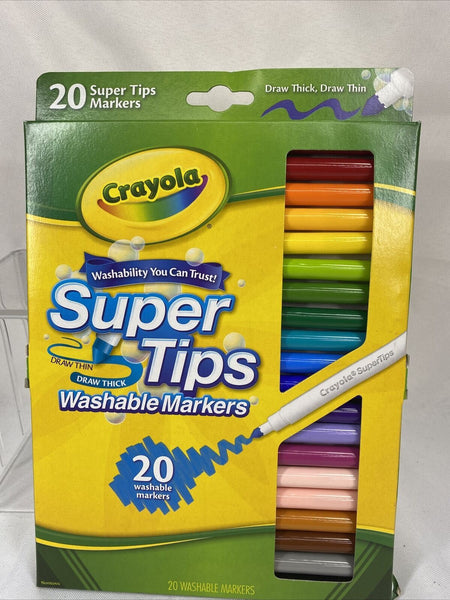 Crayola Super Tips Markers Washable Assorted Colors 20 Colors Drawing