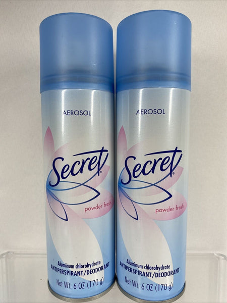 (2) Secret Aerosol deodorant￼ Antiperspirant Spray POWDER FRESH 6 oz