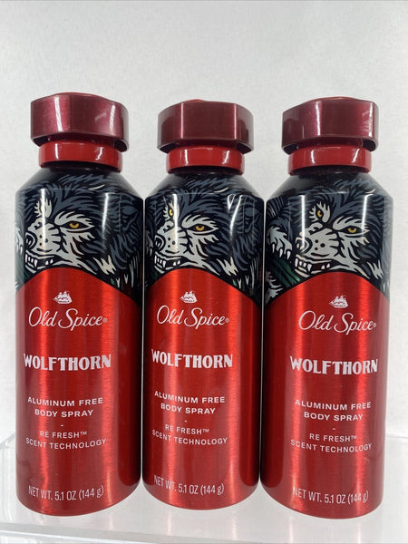 (3) Old Spice WOLFTHORN Aluminum Free Body Spray Refresh Mandarin Orange ￼5.1oz