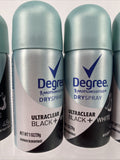 (4) Women Degree Motion Sense Ultra Clear Dry Spray Black + White 1 oz. Ea