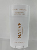 NATIVE Deodorant Natural SANDALWOOD Vanilla Aluminum Free Paraben Free 2.65 oz