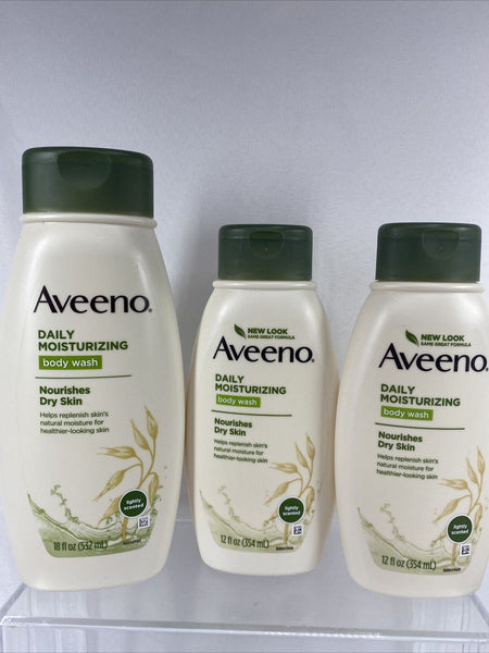 (3) Aveeno Active Naturals Daily Moisturizing Nourishing Oatmeal body wash 12oz