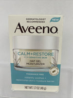 NEW Aveeno Calm + Restore Sensitive Face Oat Gel Moisturizer 1.7 oz.