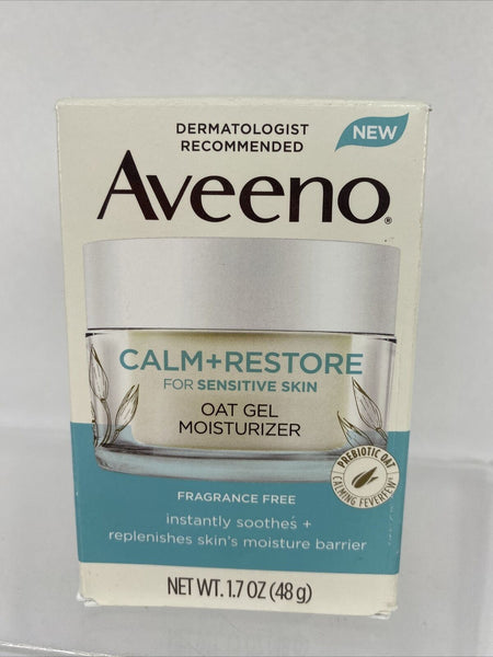 NEW Aveeno Calm + Restore Sensitive Face Oat Gel Moisturizer 1.7 oz.