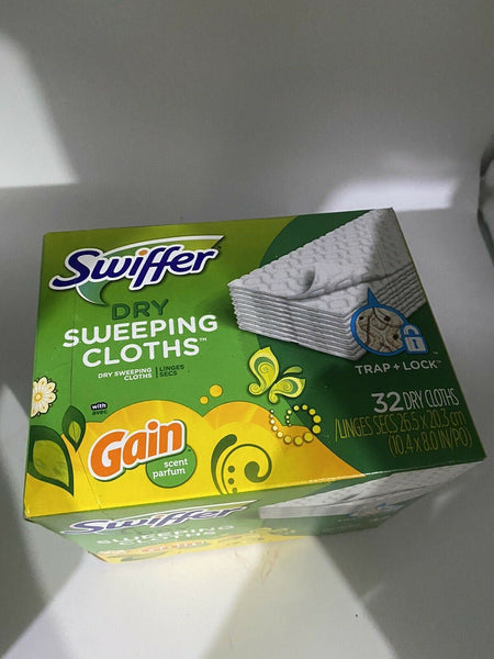 NEW Swiffer Sweeper Dry Cloths Sweeping Refills W/Gain 32 Dry Cloths 10.4"x8"