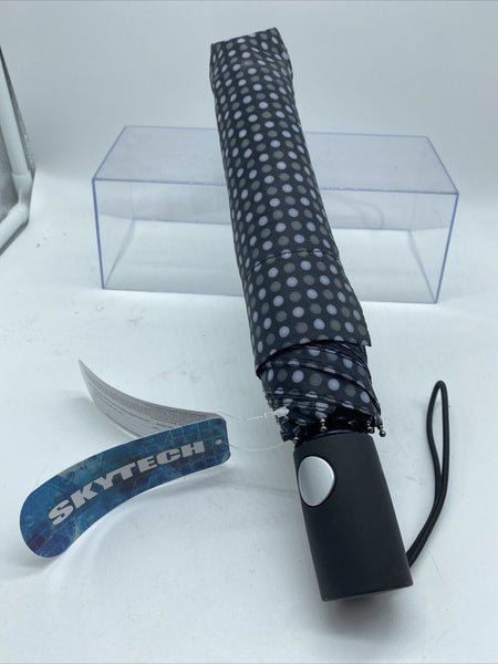 Black White Polka Dot SkyTech FOLDING UMBRELLA RT-852 RAINTECH Automatic Mini