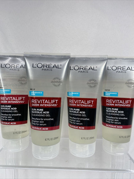 (4) L'Oreal Revitalift Derm Intensives 3.5% Glycolic Acid Cleansing Gel 6.7oz