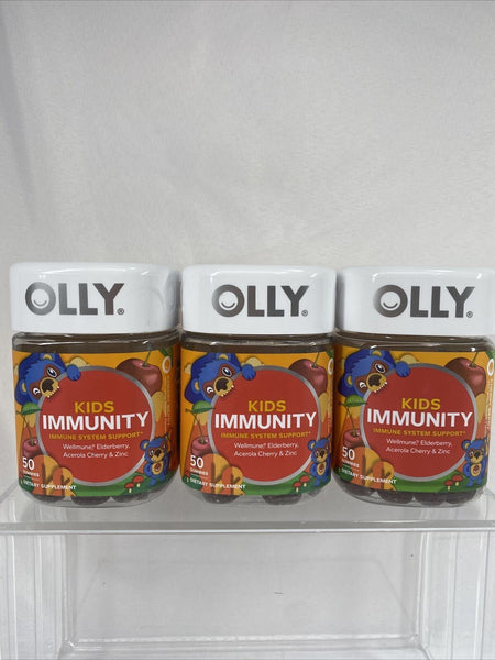 (3) OLLY Kids Immunity Multi Vitamin Cherry Berry  50 Gummies 8/24